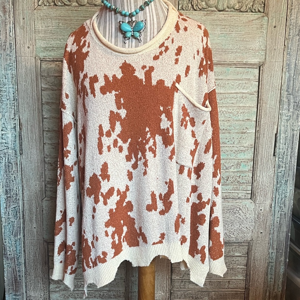 Peach Love California Cream and Brown Sweater